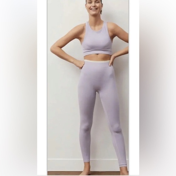 Mango Lavander High Waist Seamless Yoga Gym Cozy Leggings Size M - Picture 1 of 11